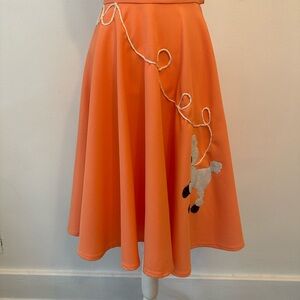 Vibrant Orange Skirt with Poodle Detail 1950s